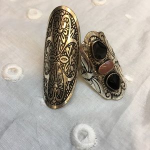Set of 2 embellished deco finger rings. Never worn